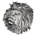 Mens Lion Head Belt Buckle Silver 3D Embossed