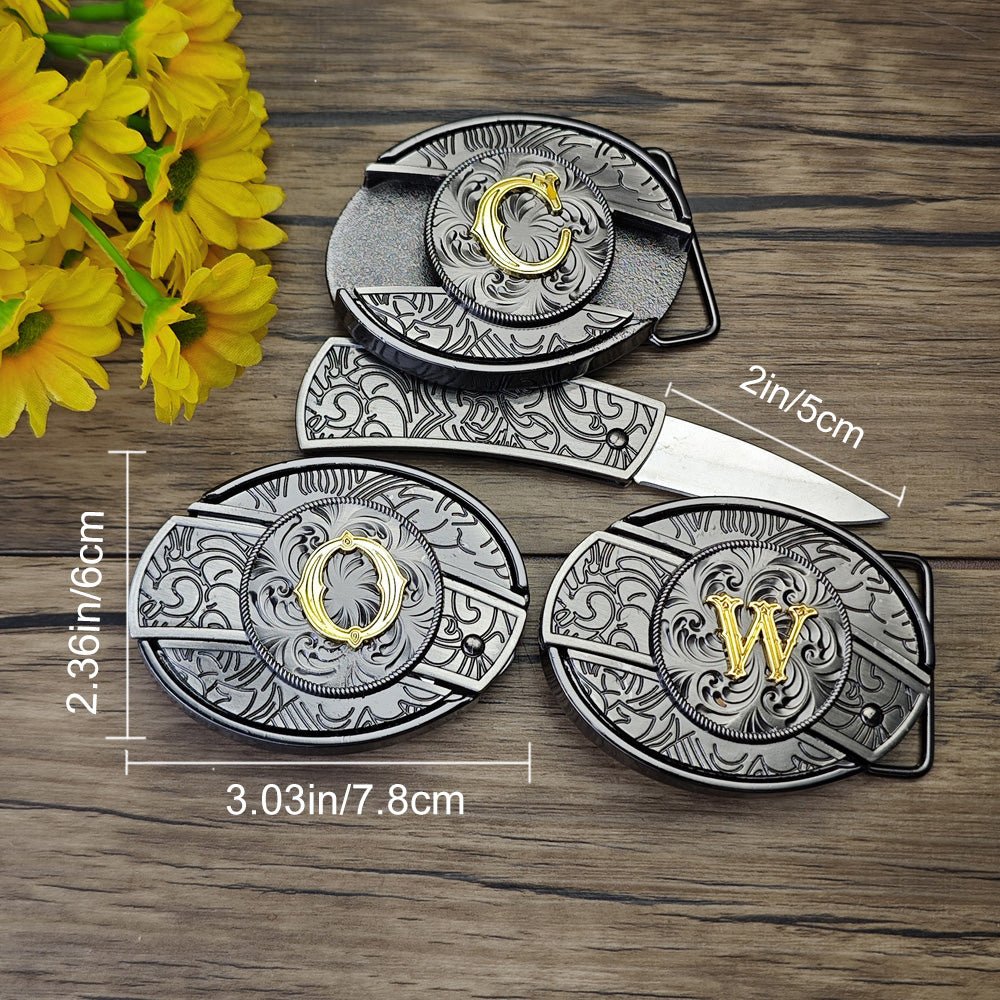 Metal Oval Cowboys Initial A To Z Belt Buckle