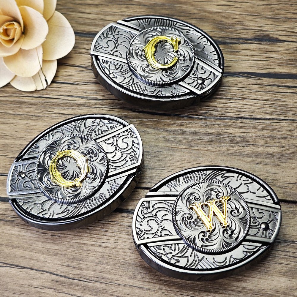 Metal Oval Cowboys Initial A To Z Belt Buckle