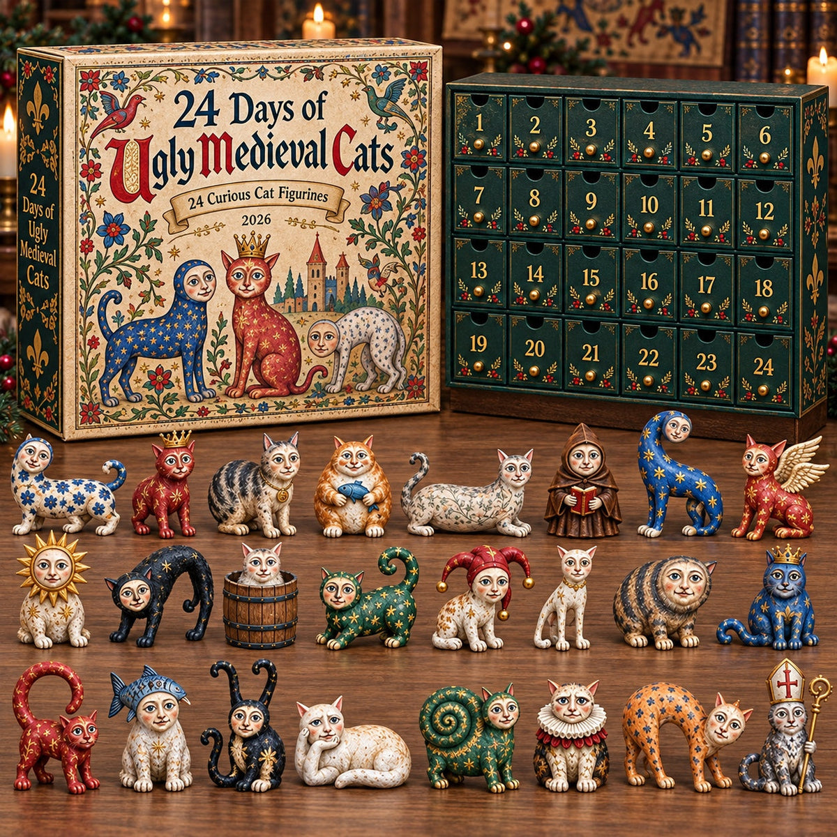 Medieval Cats Advent Calendar 2026 - 24 Wonderful Cat Ornaments