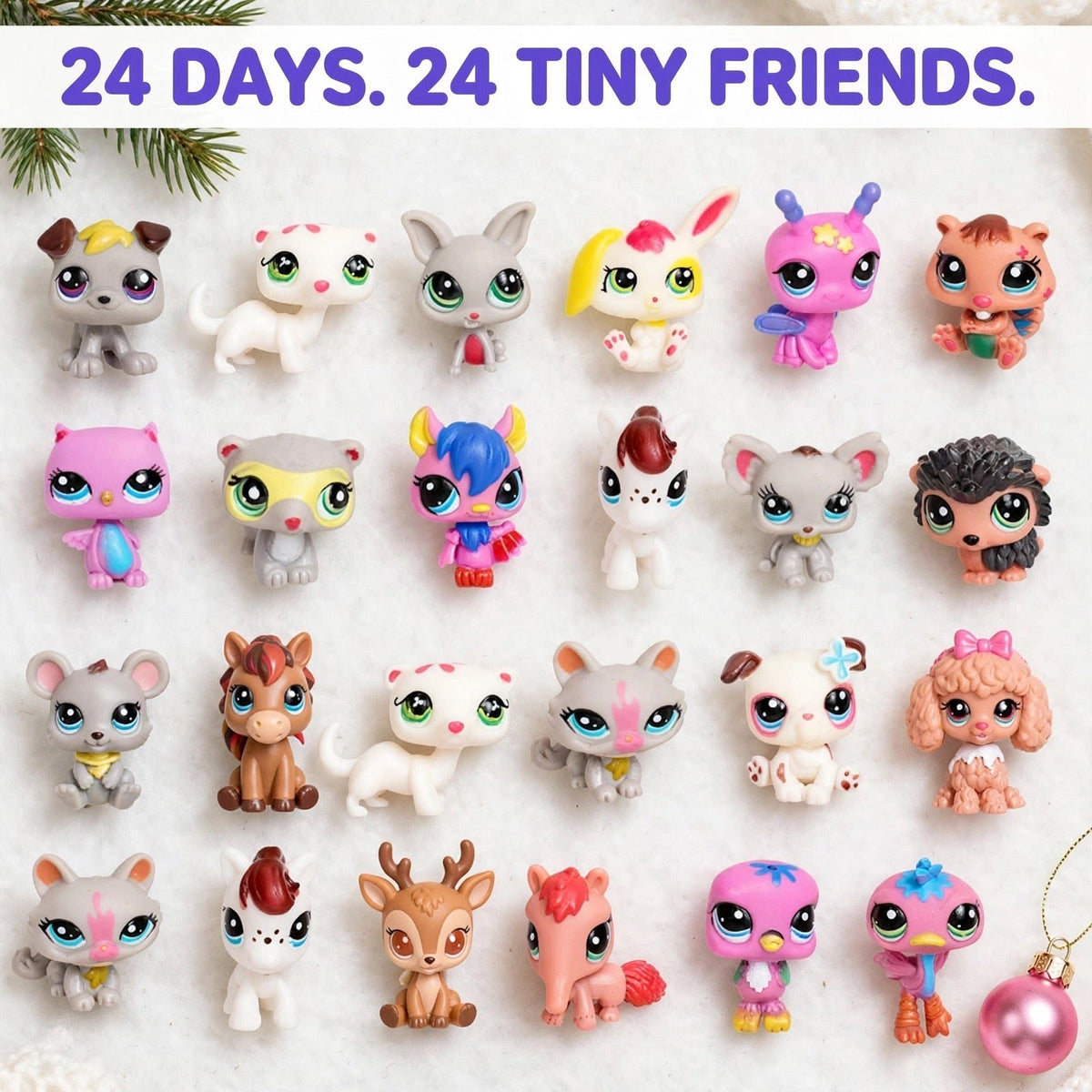 Mini Animals Advent Calendar 2026 - 24 Big-Eyed Animal Figurines