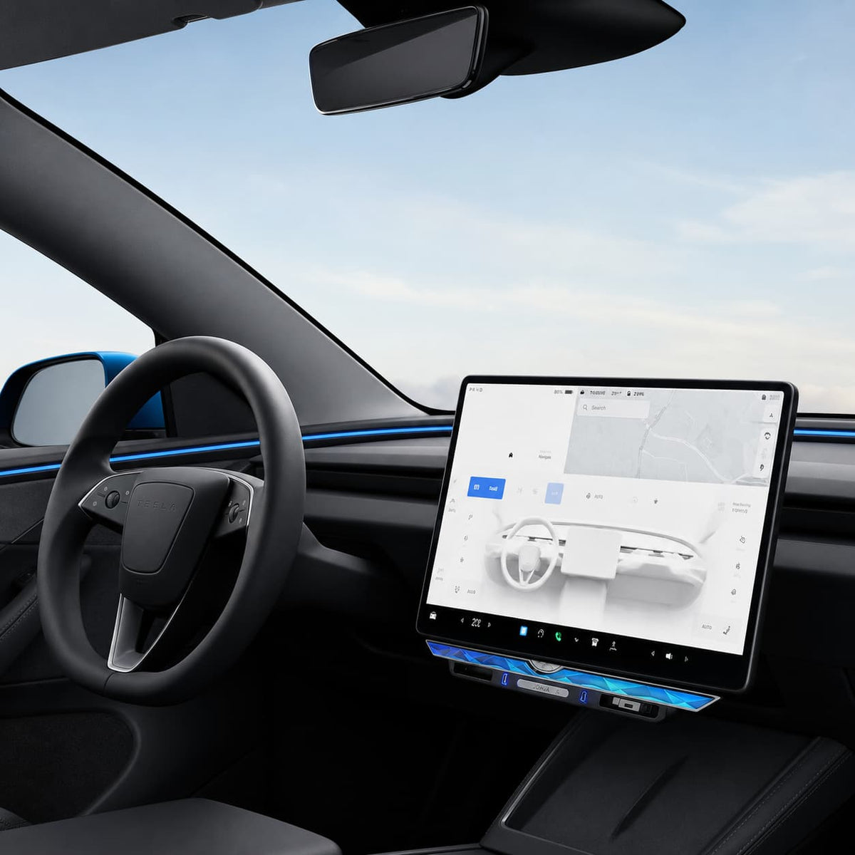 Model 3 Highland/Model Y Juniper Under Screen Crystal Dock  | 3-in-1 Ambient Light, Aromatherapy & USB Fast Charging