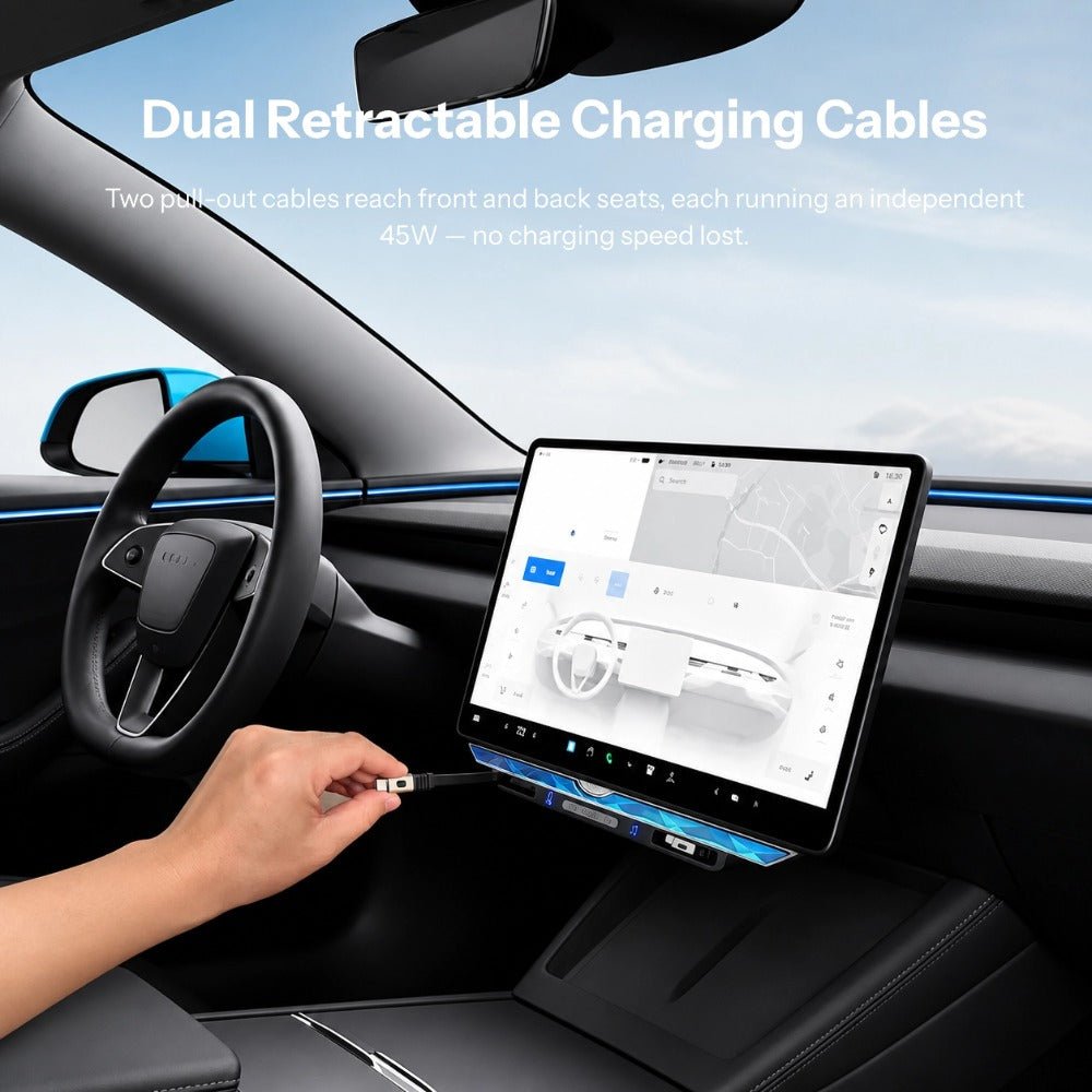 Model 3 Highland/Model Y Juniper Under Screen Crystal Dock  | 3-in-1 Ambient Light, Aromatherapy & USB Fast Charging