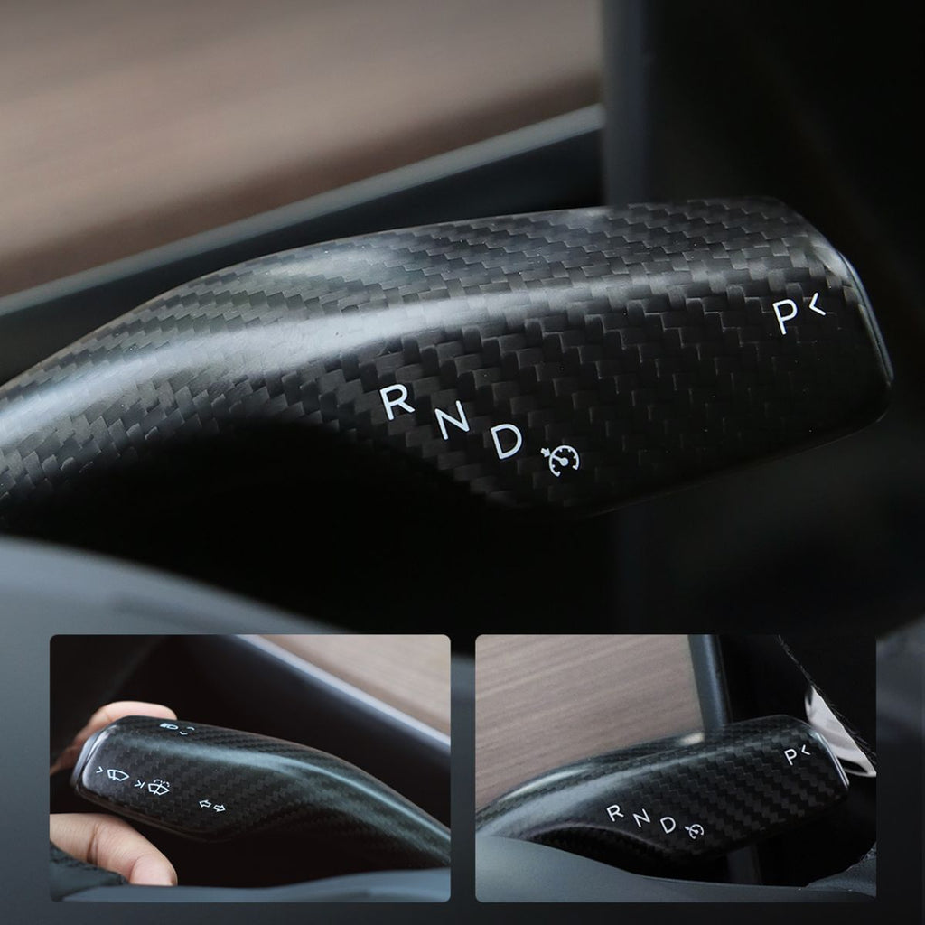 Sikunuo Model 3 / Y Turn Signal Stalk Cover - Dry Carbon Fiber Interior Mods