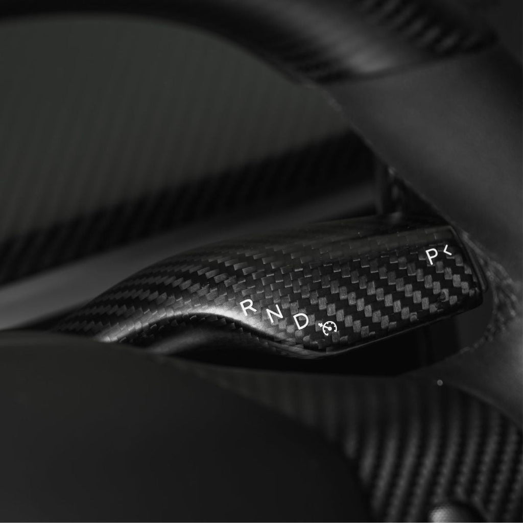 Sikunuo Model 3 / Y Turn Signal Stalk Cover - Dry Carbon Fiber Interior Mods