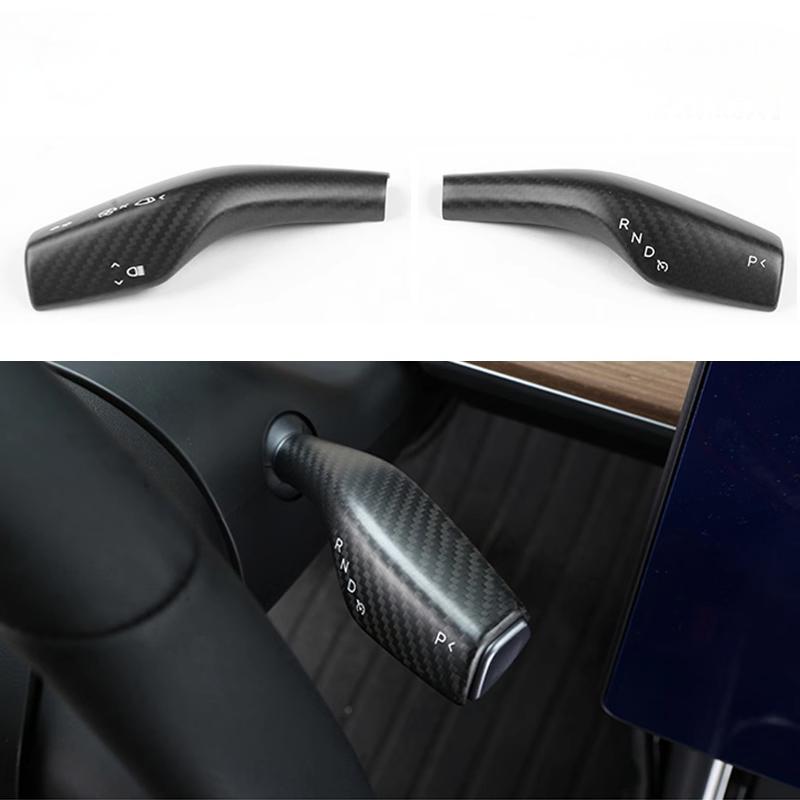 Sikunuo Model 3 / Y Turn Signal Stalk Cover - Dry Carbon Fiber Interior Mods
