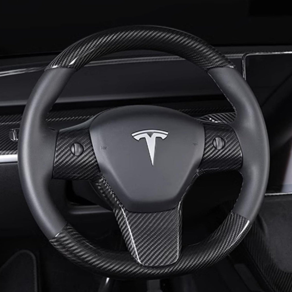 Model 3 / Y Steering Wheel Patch - Carbon Fiber Interior Mods