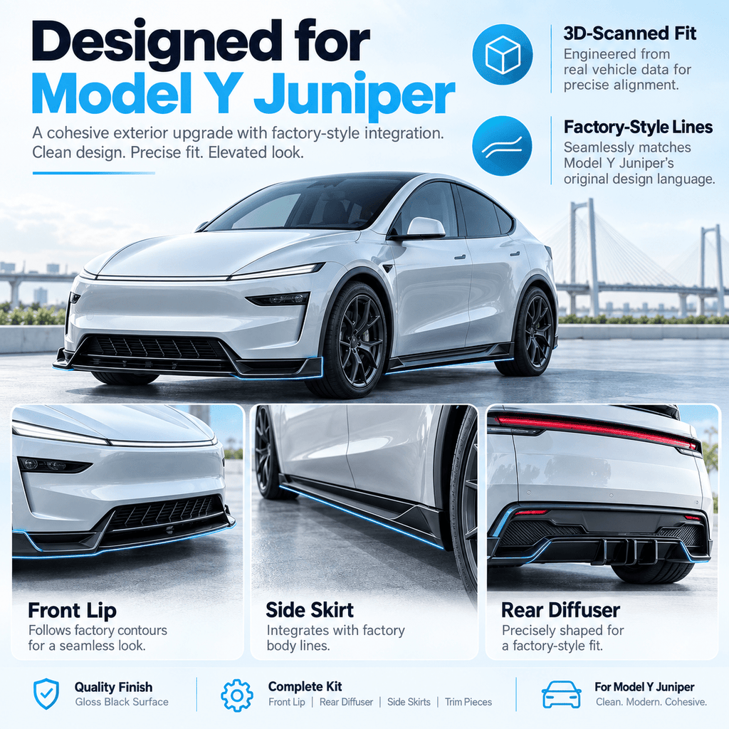 Model Y Juniper Premium & YL Body Kit – Front Lip, Side Skirts & Rear Diffuser
