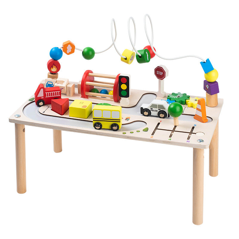 Montessori Wooden Busy Table – 7-in-1 Activity Play Table for Kids