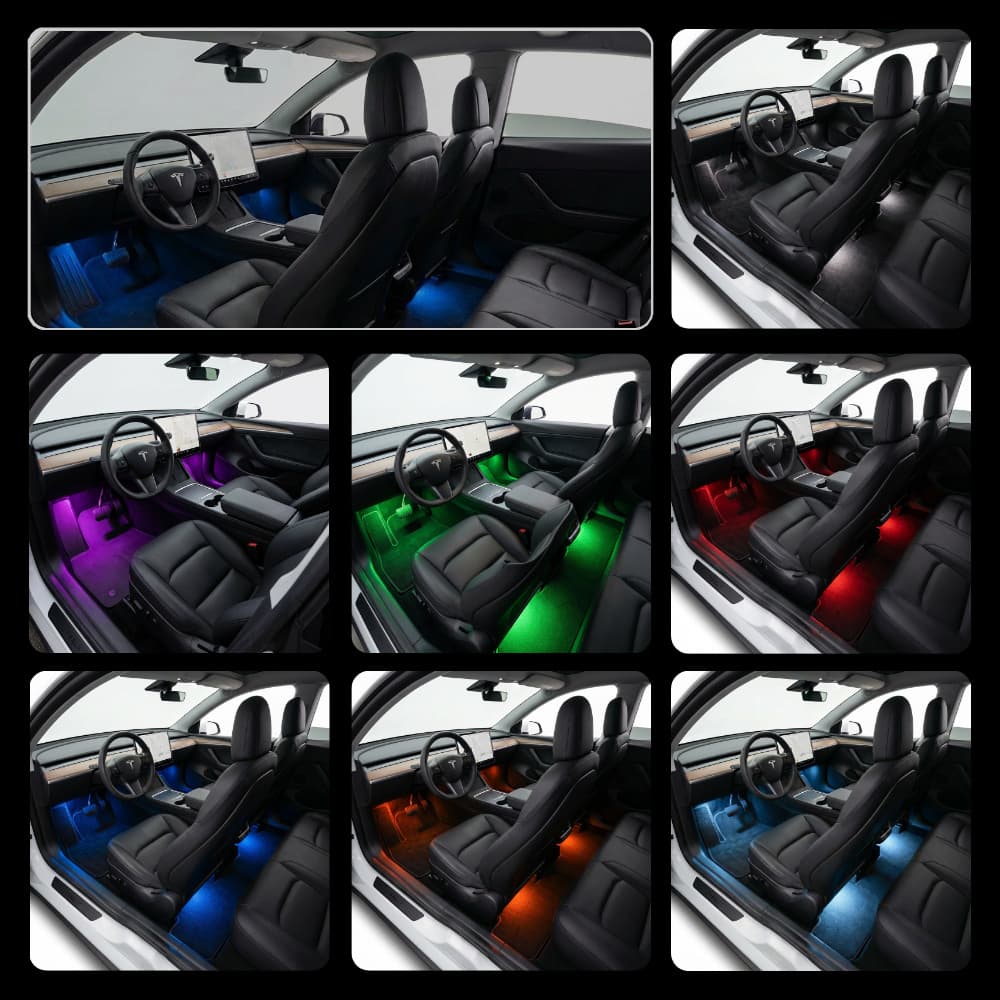 Sikunuo Multi-Color RGB Footwell LED Lights for Model 3/Y/S