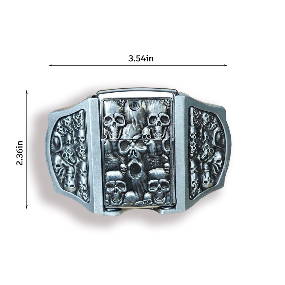 Multi-Skull Collage Lighter Belt Buckle