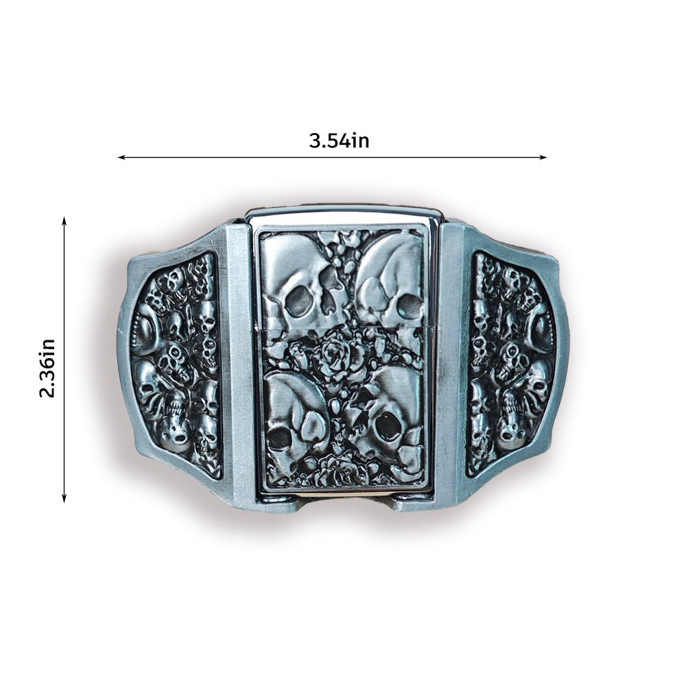 Multi-Skull Collage Lighter Belt Buckle
