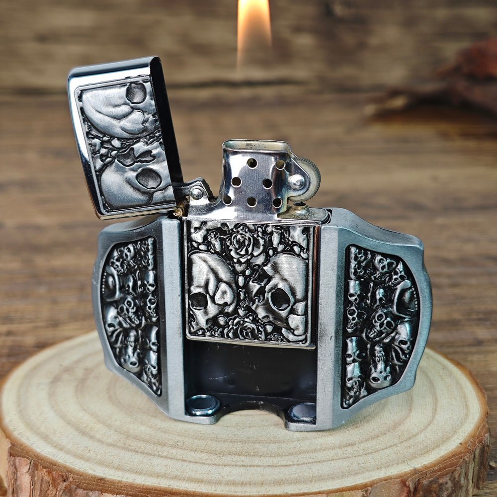 Multi-Skull Collage Lighter Belt Buckle