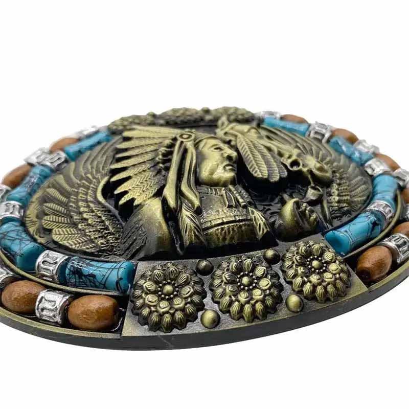 Native American  Turquoise Decor Western Belt Buckle