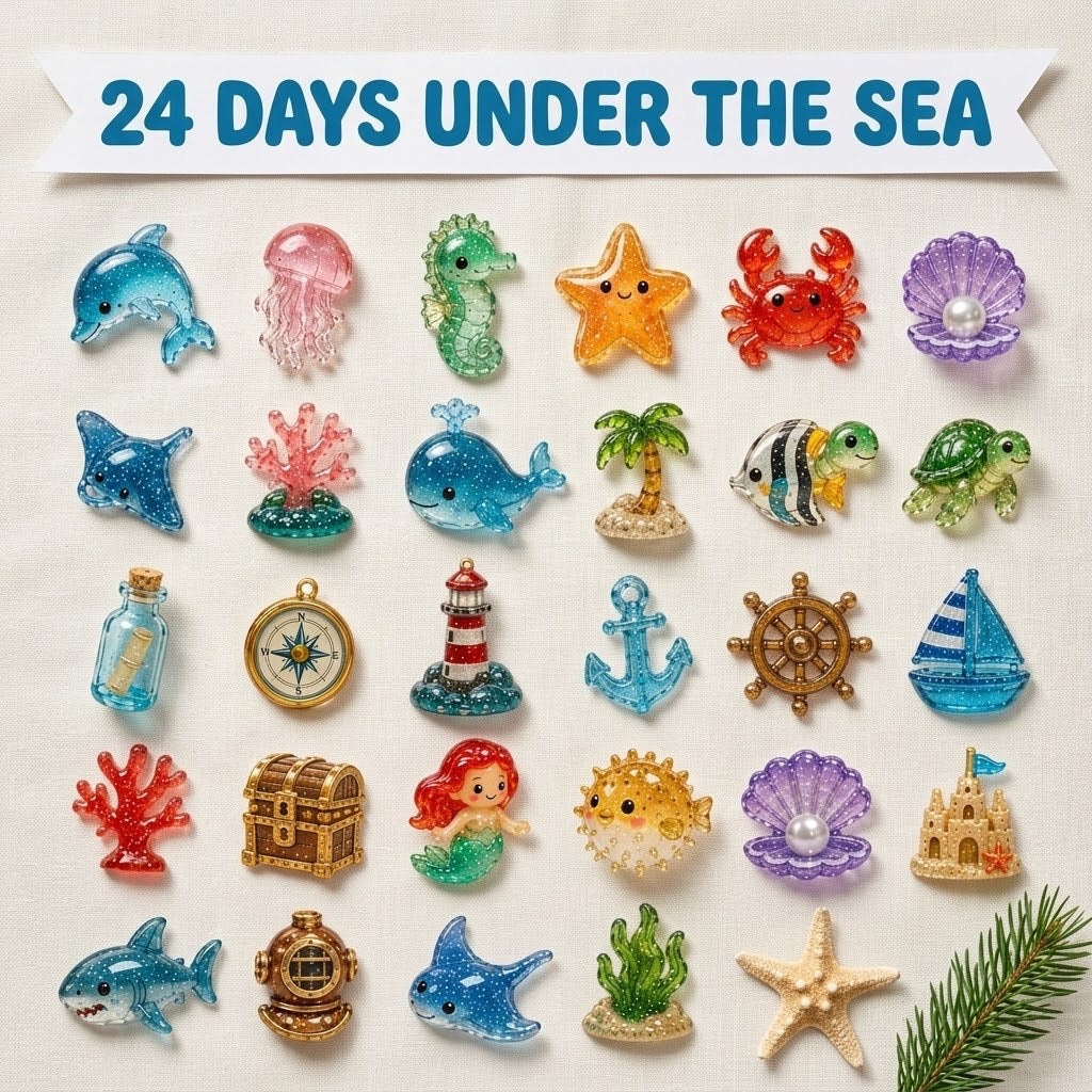 Ocean Wonders Advent Calendar 2026 - 24 Acrylic Sea Creature Ornaments