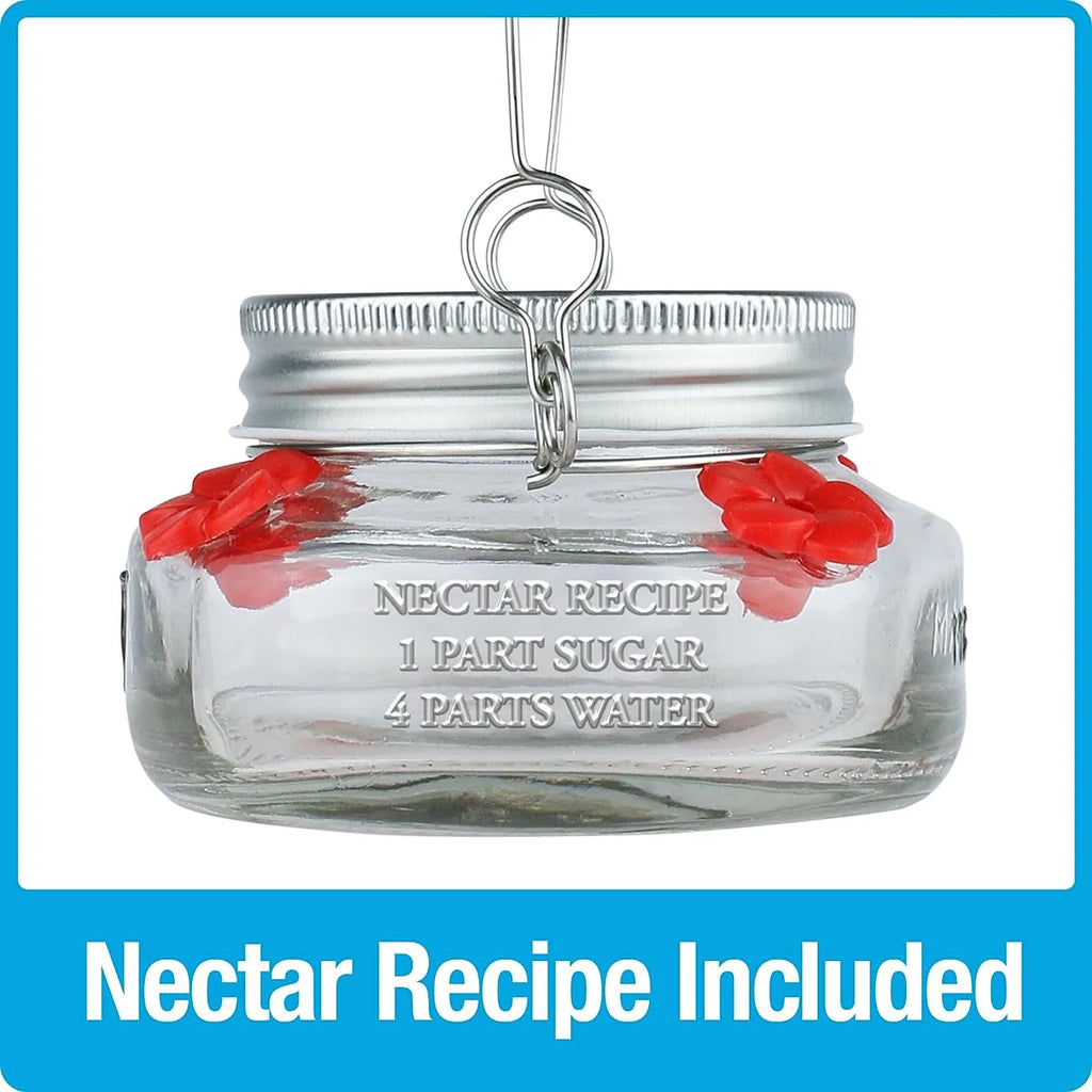 Beautiful Plastic Jar Hummingbird Feeder W/ Four Ports