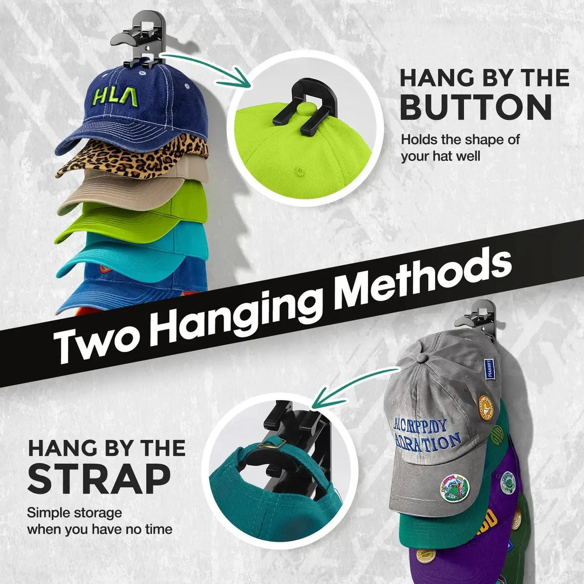 Hat Hook for Wall 2 Pack Hat Organizer