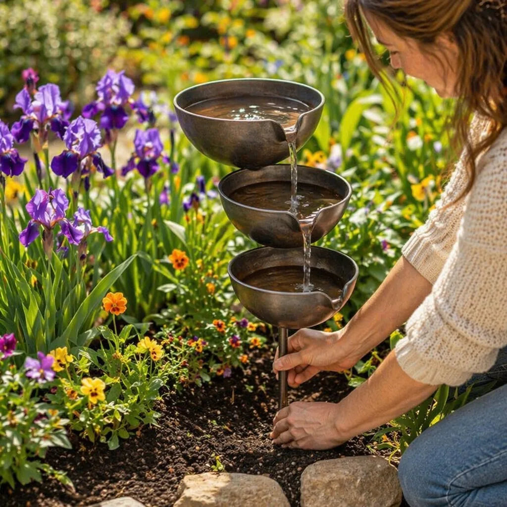 Bring Life Back To Your Garden – Peaceful Cascading Rain Catcher Bird Bath For Welcoming Garden Wildlife
