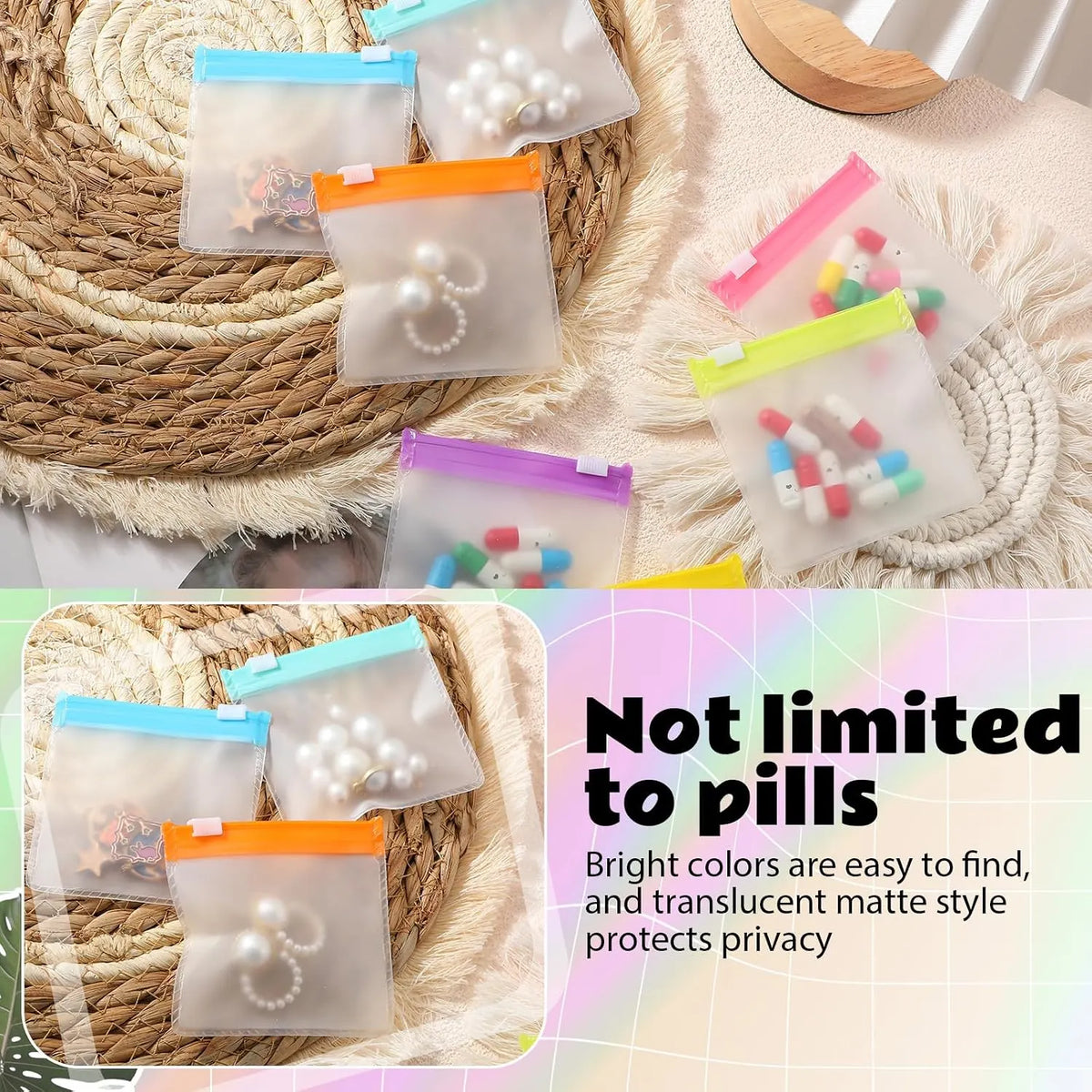 35 Pcs Pill Pouch Bags Zippered Pill Bag Set