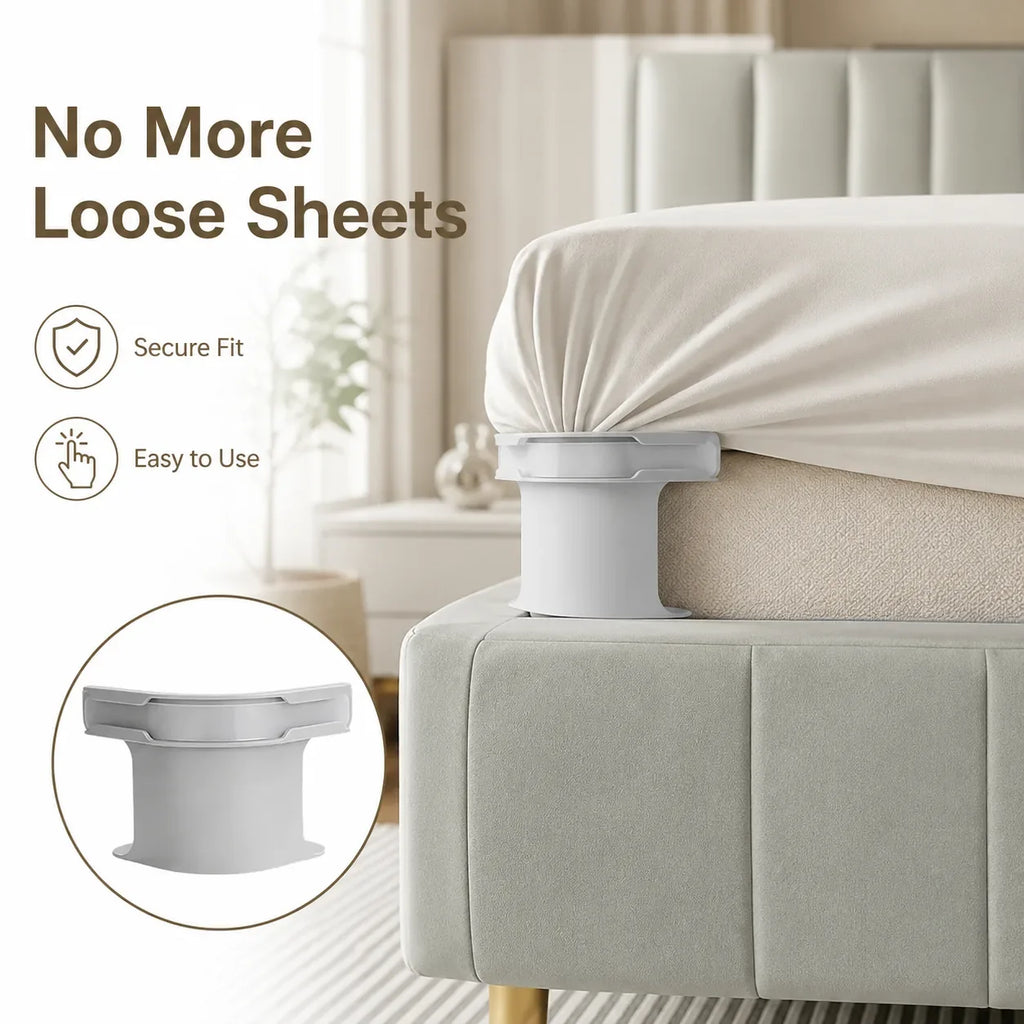 Secure Fit Sheet Holders – Wrinkle-Free. Slip-Free Bed