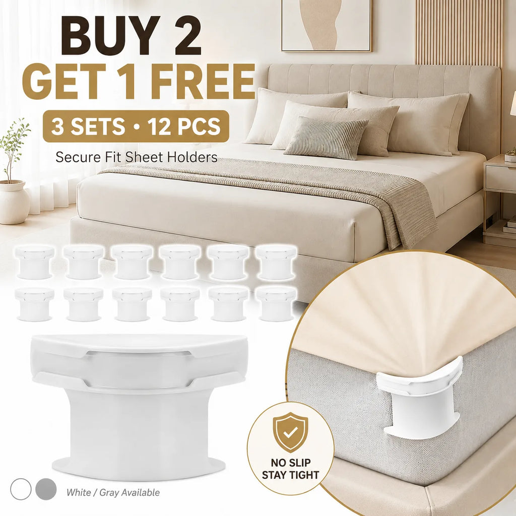 Secure Fit Sheet Holders – Wrinkle-Free. Slip-Free Bed