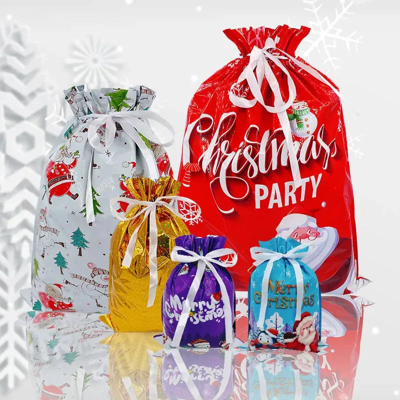 Christmas Drawstring Gift Bags – Set of 15