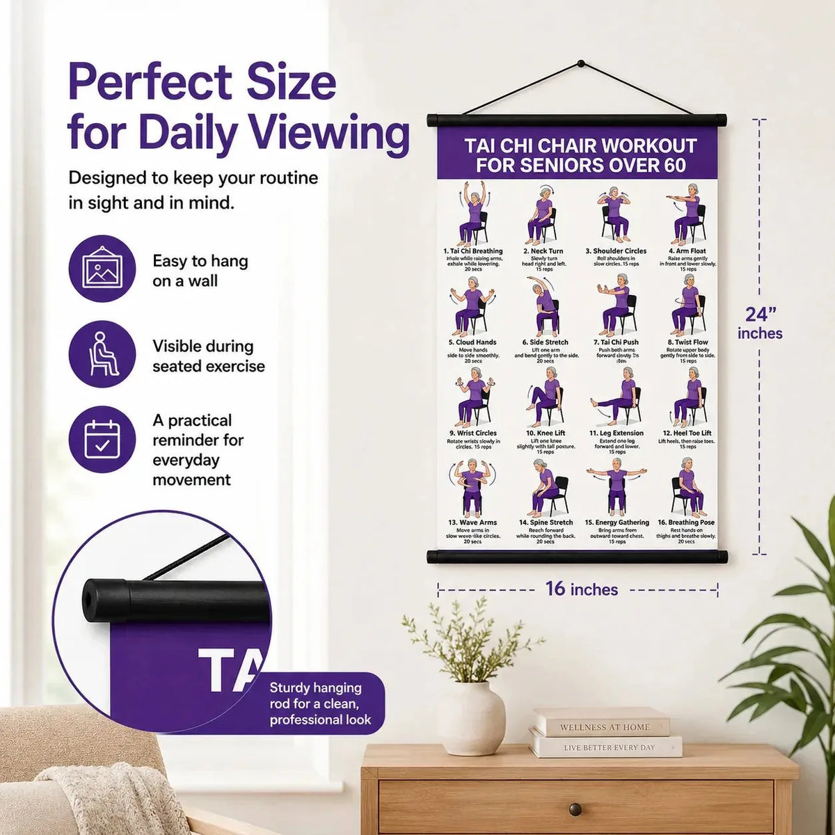 Seated Tai Chi Exercise Wall Chart for Seniors