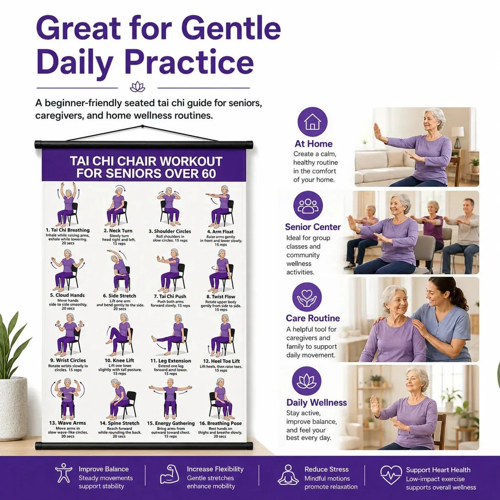 Seated Tai Chi Exercise Wall Chart for Seniors