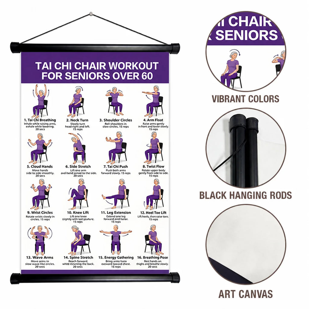 Seated Tai Chi Exercise Wall Chart for Seniors