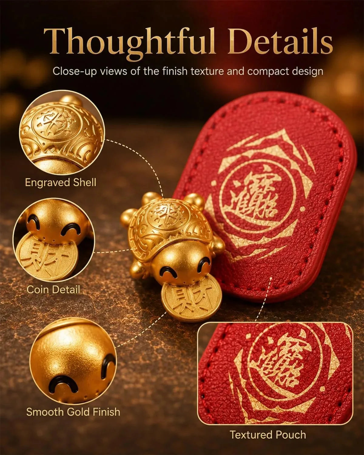 Gold Turtle Coin Wallet Charm – 2 Pack