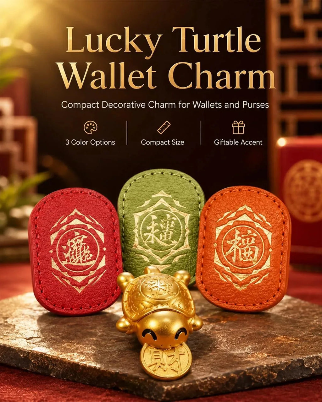 Gold Turtle Coin Wallet Charm – 2 Pack