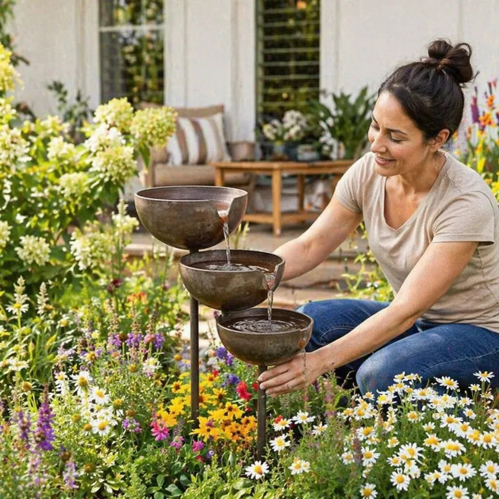 Bring Life Back To Your Garden – Peaceful Cascading Rain Catcher Bird Bath For Welcoming Garden Wildlife