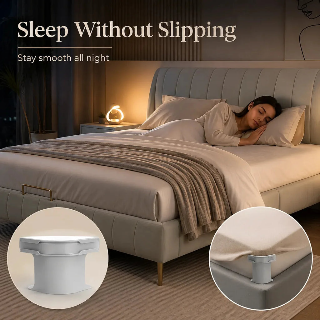 Secure Fit Sheet Holders – Wrinkle-Free. Slip-Free Bed