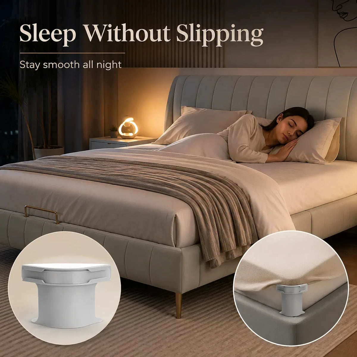Secure Fit Sheet Holders – Wrinkle-Free. Slip-Free Bed