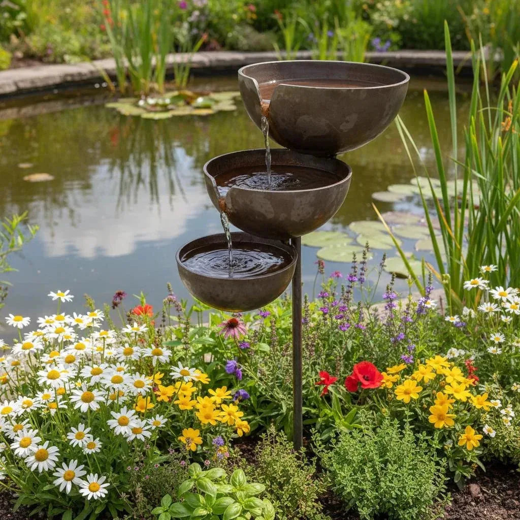 Bring Life Back To Your Garden – Peaceful Cascading Rain Catcher Bird Bath For Welcoming Garden Wildlife