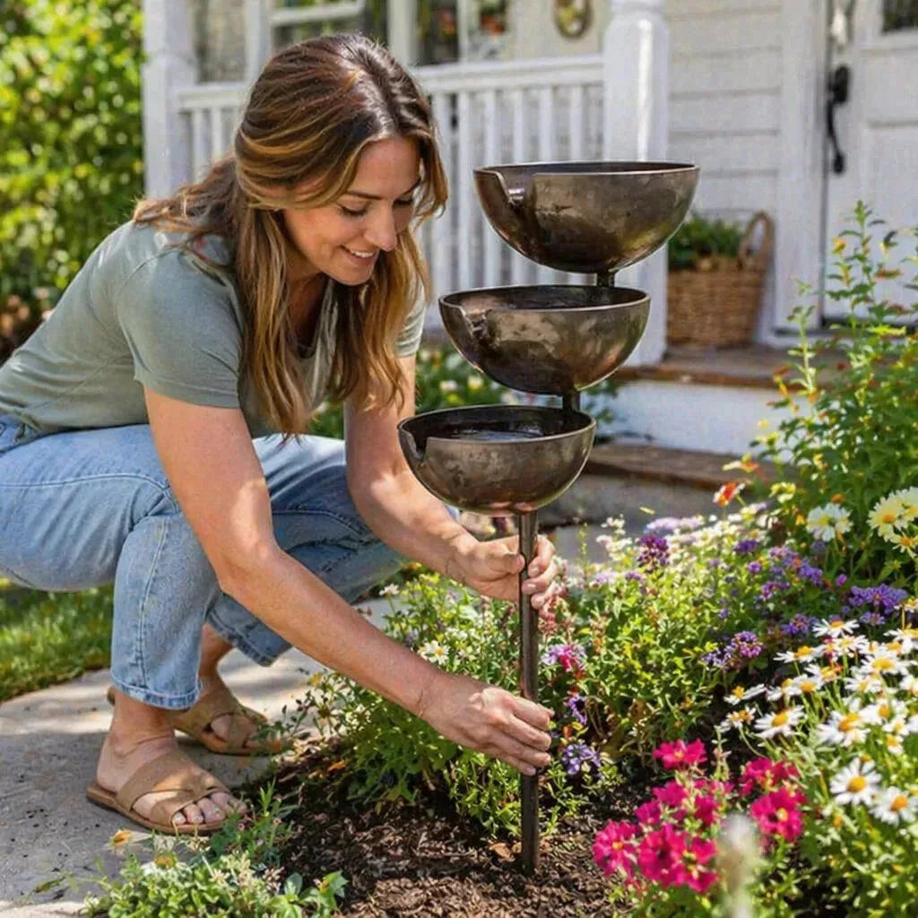 Bring Life Back To Your Garden – Peaceful Cascading Rain Catcher Bird Bath For Welcoming Garden Wildlife