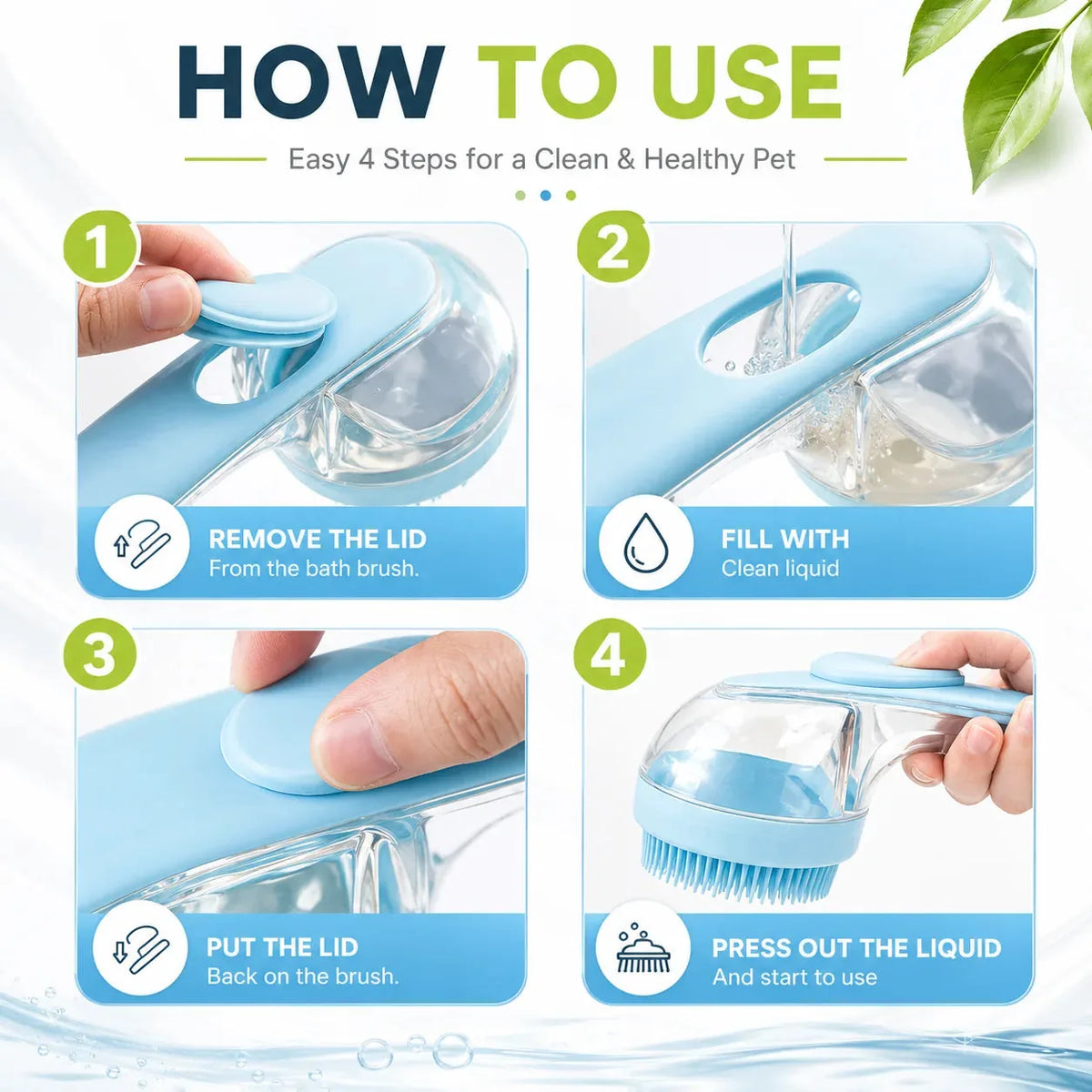2-in-1 Pet Bath Brush & Shampoo Dispenser-2 PCS