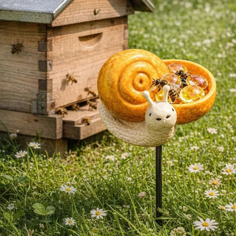 Help Pollinators Thrive! | Frog. Snail & Ladybug Water Bowl Decor