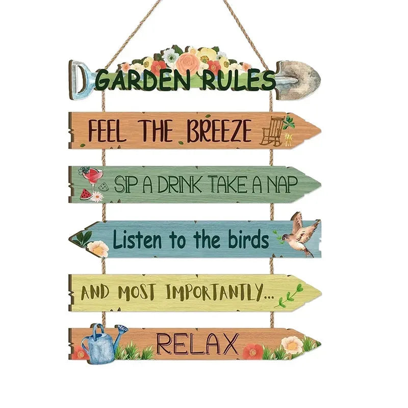 Rustic Wooden Garden Hanging Sign Wall Decor Plaque
