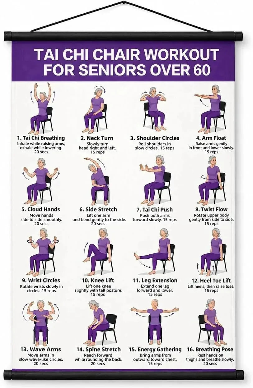 Seated Tai Chi Exercise Wall Chart for Seniors