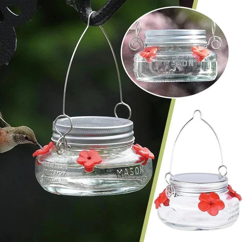 Beautiful Plastic Jar Hummingbird Feeder W/ Four Ports