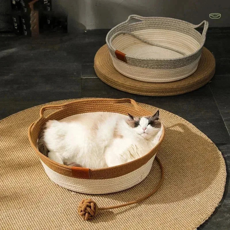 Hand-Woven Cotton Rope Cat Bed