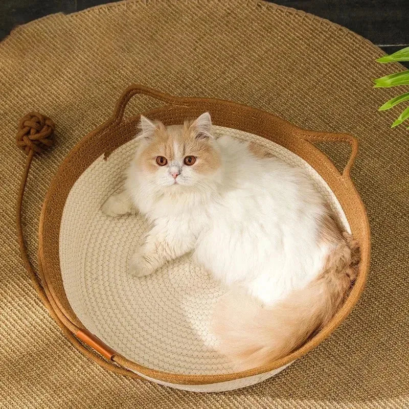 Hand-Woven Cotton Rope Cat Bed