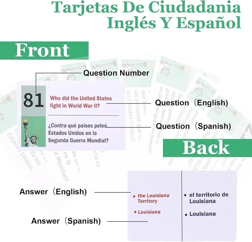 U.S. Citizenship Test Flash Cards English & Spanish