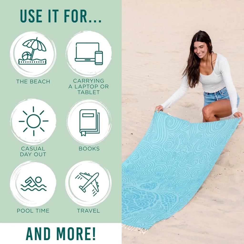 🏖️2-in-1 Convertible Towel & Backpack with Inner Zip Pocket & Sand-Repelling Fabric– Pre-Sale