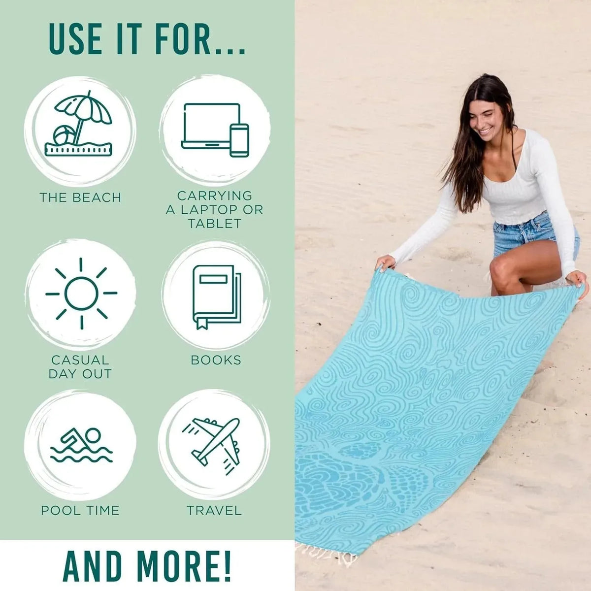 🏖️2-in-1 Convertible Towel & Backpack with Inner Zip Pocket & Sand-Repelling Fabric– Pre-Sale