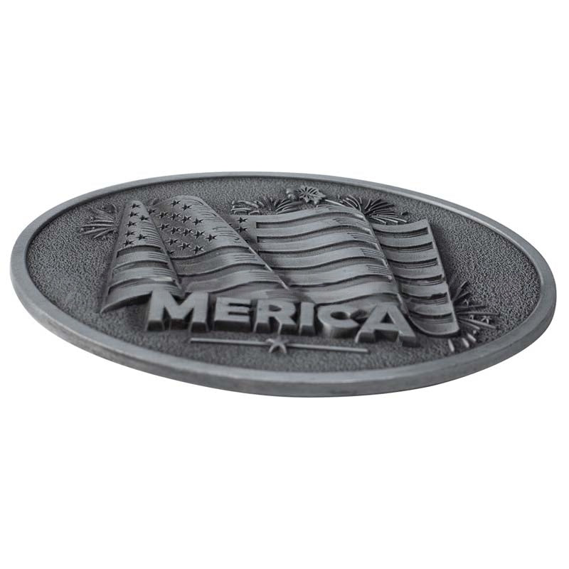 Oval MERICA Flag Belt Buckle