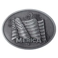 Oval MERICA Flag Belt Buckle