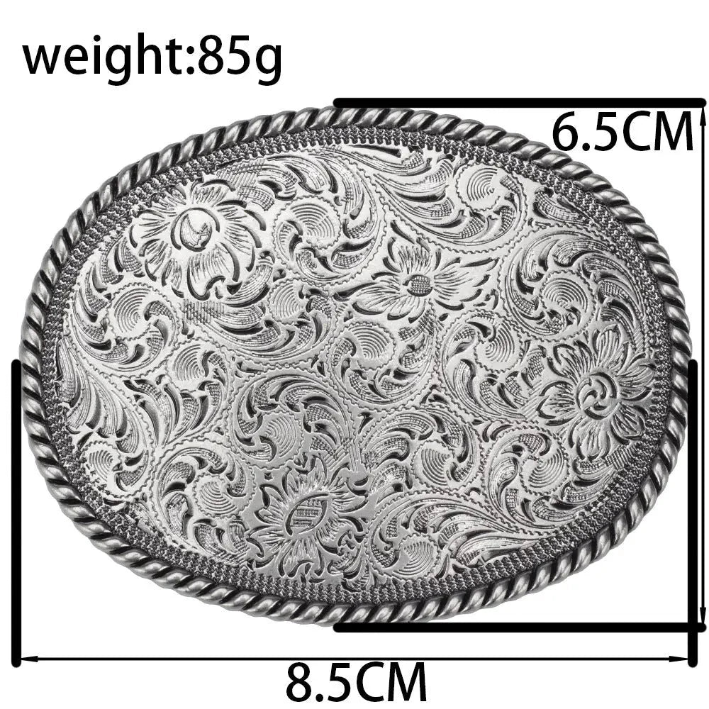 Pattern Antique Silver Belt Buckle