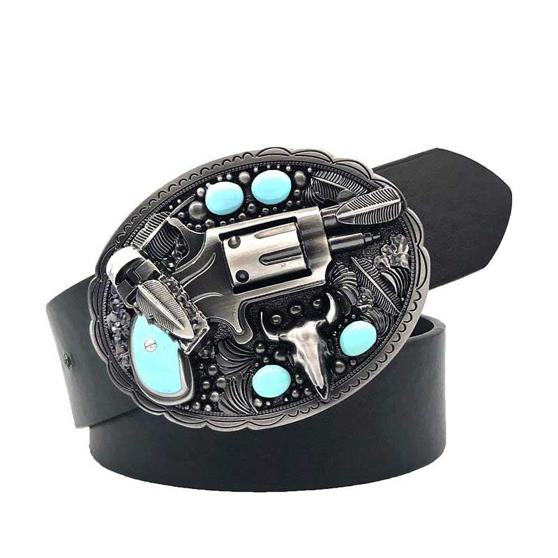 Pistol Imitation Turquoise Western Belt Buckle